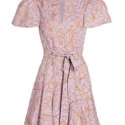 Jonathan Simkhai Virginia Printed Linen Puff Sleeve Mini Dress Dresses