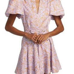 Jonathan Simkhai Virginia Printed Linen Puff Sleeve Mini Dress Dresses