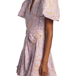 Jonathan Simkhai Virginia Printed Linen Puff Sleeve Mini Dress Dresses