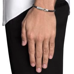 Miansai Crew Leather Bracelet In Matte Silver