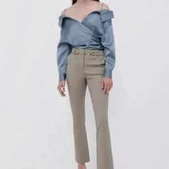 Jonathan Simkhai CLOTHING Brooks Bi Stretch Cotton Twill Crop Flare Pant