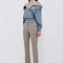 Jonathan Simkhai CLOTHING Brooks Bi Stretch Cotton Twill Crop Flare Pant
