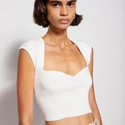 Jonathan Simkhai Abia Compact Rib Cropped Tee Tops