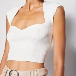 Jonathan Simkhai Abia Compact Rib Cropped Tee Tops
