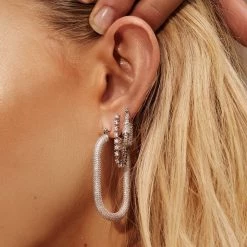 Luv Aj ACCESSORIES Pave Amber Silver Hoops