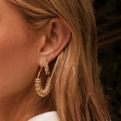 Luv Aj Pave Washer Gold Hoops ACCESSORIES