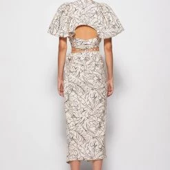 Jonathan Simkhai Valencia Printed Linen Wrap Midi Skirt CLOTHING