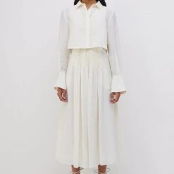 Jonathan Simkhai Dresses Jarvis Summer Lace Up Long Sleeve Cut Out Shirt Dress