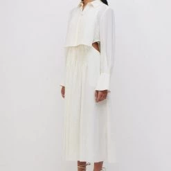 Jonathan Simkhai Dresses Jarvis Summer Lace Up Long Sleeve Cut Out Shirt Dress