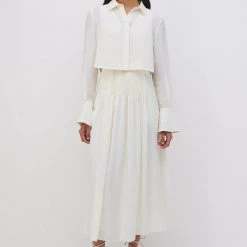 Jonathan Simkhai Dresses Jarvis Summer Lace Up Long Sleeve Cut Out Shirt Dress