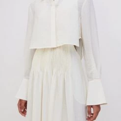 Jonathan Simkhai Dresses Jarvis Summer Lace Up Long Sleeve Cut Out Shirt Dress