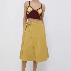 Jonathan Simkhai Bia Vegan Leather Midi Wrap Skirt