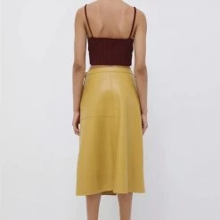 Jonathan Simkhai Bia Vegan Leather Midi Wrap Skirt