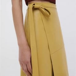Jonathan Simkhai Bia Vegan Leather Midi Wrap Skirt