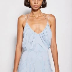 Jonathan Simkhai CLOTHING Sophia Transparent Layering Ruched Strappy Jumpsuit