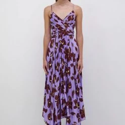 Jonathan Simkhai Portia Collage Floral Print Sleeveless Wrap Midi Dress Dresses