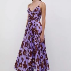 Jonathan Simkhai Portia Collage Floral Print Sleeveless Wrap Midi Dress Dresses