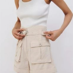 Jonathan Simkhai Rami Textured Linen Jacquard Cargo Short CLOTHING