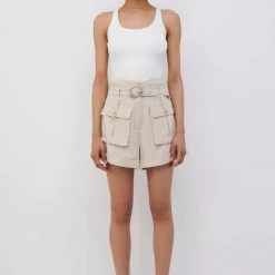 Jonathan Simkhai Rami Textured Linen Jacquard Cargo Short CLOTHING