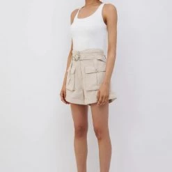 Jonathan Simkhai Rami Textured Linen Jacquard Cargo Short CLOTHING