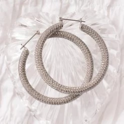 Luv Aj ACCESSORIES Pave Amalfi Hoops In Silver