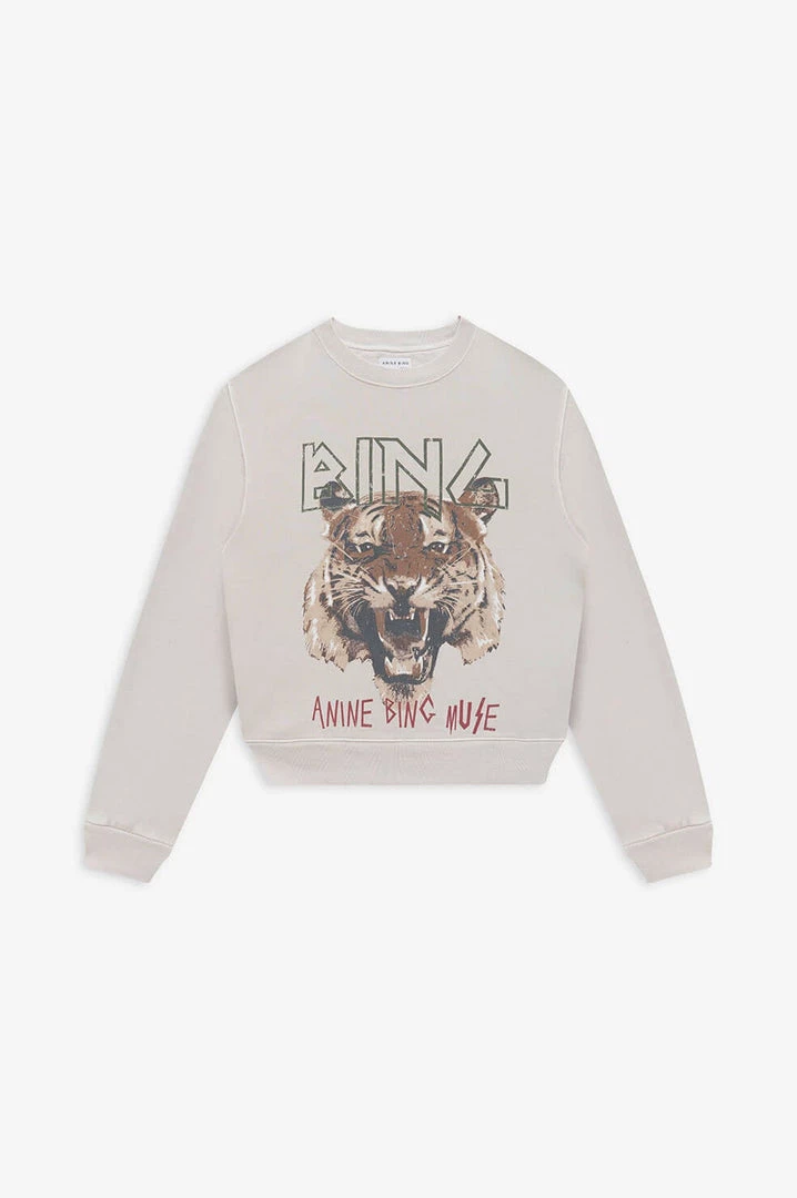 Anine Bing CLOTHING Tiger Sweatshirt - Stone 4 Anine Bing CLOTHING Tiger Sweatshirt - Stone