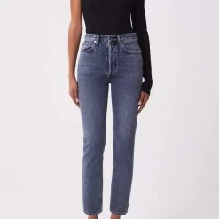 Agolde Riley High Rise Straight Crop In Fade