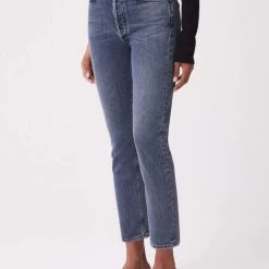 Agolde Riley High Rise Straight Crop In Fade