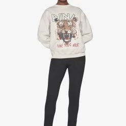 Anine Bing CLOTHING Tiger Sweatshirt - Stone 11 Anine Bing CLOTHING Tiger Sweatshirt - Stone