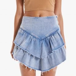 MOTHER Ruffle Mini Raw Edge Skirt CLOTHING 9 MOTHER Ruffle Mini Raw Edge Skirt CLOTHING