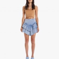 MOTHER Ruffle Mini Raw Edge Skirt CLOTHING