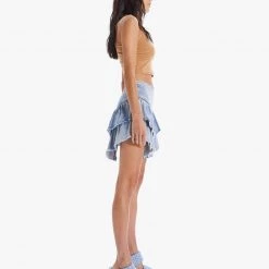 MOTHER Ruffle Mini Raw Edge Skirt CLOTHING
