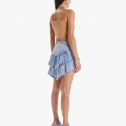 MOTHER Ruffle Mini Raw Edge Skirt CLOTHING 8 MOTHER Ruffle Mini Raw Edge Skirt CLOTHING