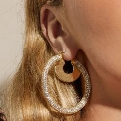 Luv Aj ACCESSORIES Pave Amalfi Hoop In Gold