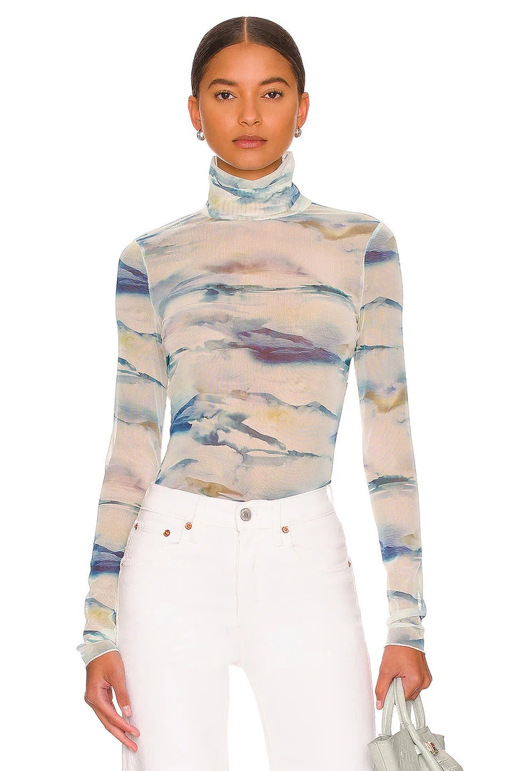 Jonathan Simkhai Charli Watercolor Mesh Jersey Turtleneck Top CLOTHING 3 Jonathan Simkhai Charli Watercolor Mesh Jersey Turtleneck Top CLOTHING