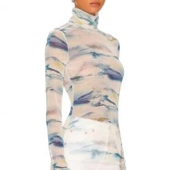 Jonathan Simkhai Charli Watercolor Mesh Jersey Turtleneck Top CLOTHING 7 Jonathan Simkhai Charli Watercolor Mesh Jersey Turtleneck Top CLOTHING