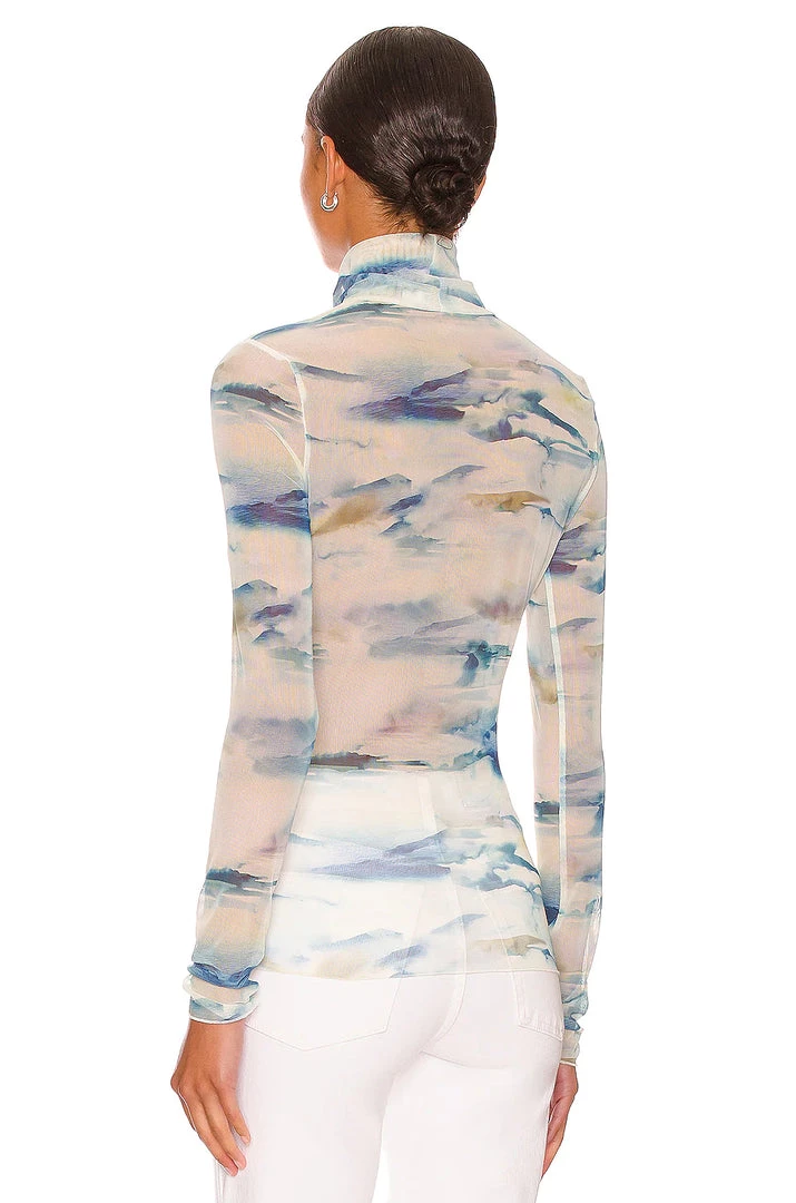 Jonathan Simkhai Charli Watercolor Mesh Jersey Turtleneck Top CLOTHING 5 Jonathan Simkhai Charli Watercolor Mesh Jersey Turtleneck Top CLOTHING