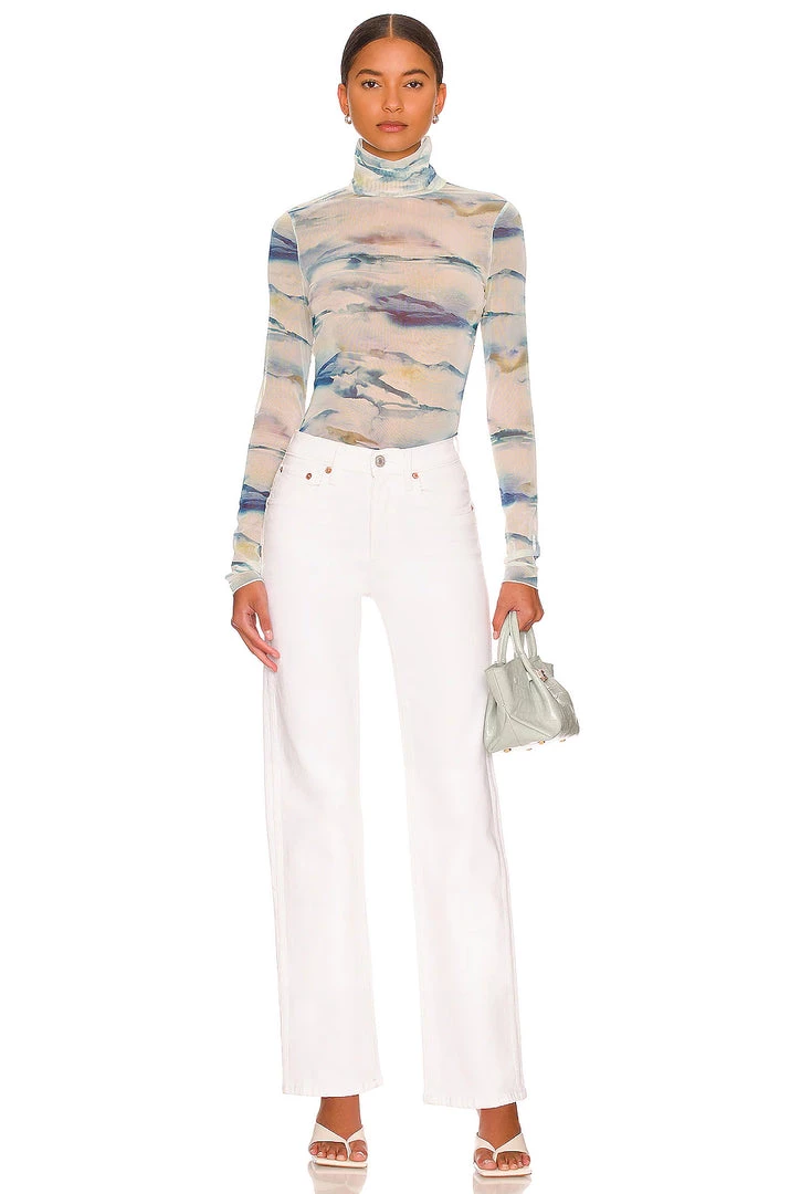 Jonathan Simkhai Charli Watercolor Mesh Jersey Turtleneck Top CLOTHING 6 Jonathan Simkhai Charli Watercolor Mesh Jersey Turtleneck Top CLOTHING