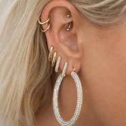 Luv Aj ACCESSORIES Pave Amalfi Hoop In Gold
