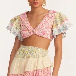 LoveShackFancy Kielle Ruffle Crop Top CLOTHING