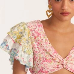 LoveShackFancy Kielle Ruffle Crop Top CLOTHING