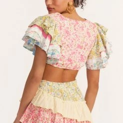 LoveShackFancy Kielle Ruffle Crop Top CLOTHING