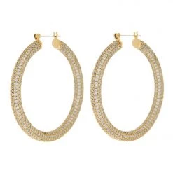 Luv Aj ACCESSORIES Pave Amalfi Hoop In Gold