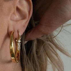 Luv Aj Bezel Charm Drop Huggies ACCESSORIES