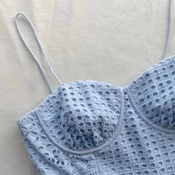 Self-portrait Light Blue Cotton Broderie Anglaise Mini Dress Dresses