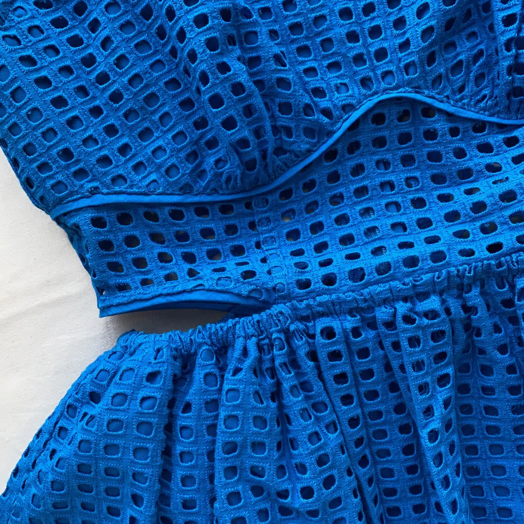 Self-portrait Dresses Vivid Blue Cotton Broderie Anglaise Midi Dress 6 Self-portrait Dresses Vivid Blue Cotton Broderie Anglaise Midi Dress