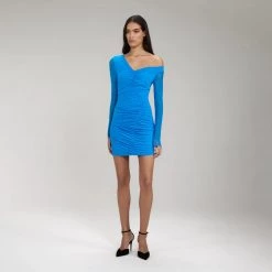 Self-portrait Dresses Vivid Blue One Shoulder Mini Dress