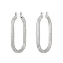 Luv Aj ACCESSORIES Pave Amber Silver Hoops