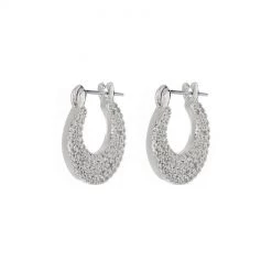 Luv Aj ACCESSORIES Pave Roma Huggies In Silver