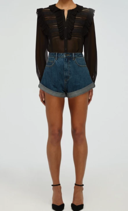 Self-portrait Tops Black Chiffon Blouse 3 Self-portrait Tops Black Chiffon Blouse